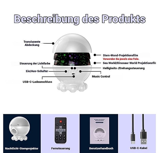 PRIISF Nachtlicht Baby LED Nachtlicht Einschlafhilfe Projektor Sternenhimme günstig online kaufen