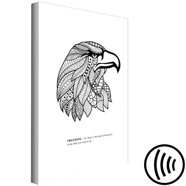 Bild auf Leinwand Grafischer Adler - gemusterter Vogel mit dem Wort freedom günstig online kaufen