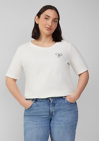 s.Oliver T-Shirt Rundhals, Kurzarm, Schleife, Glitzersteine günstig online kaufen