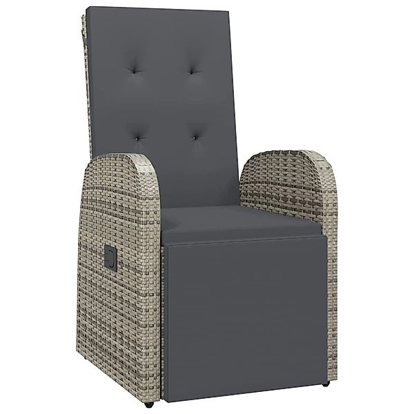 vidaXL Garten-Liegestuhl mit Auflage Poly Rattan Grau günstig online kaufen