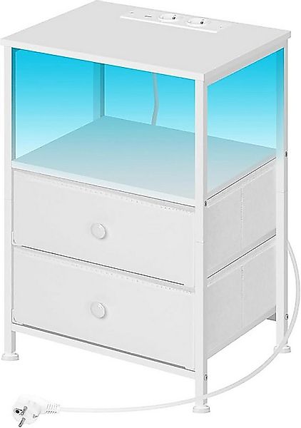 Woltu Nachttisch (1-St), mit Steckdosen LED-Beleuchtung Schubladen, Beistel günstig online kaufen