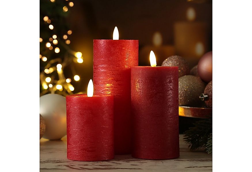 Adilina LED-Kerze Kerzenset LINA Rustik Optik für Adventskranz 3 Größen Tim günstig online kaufen