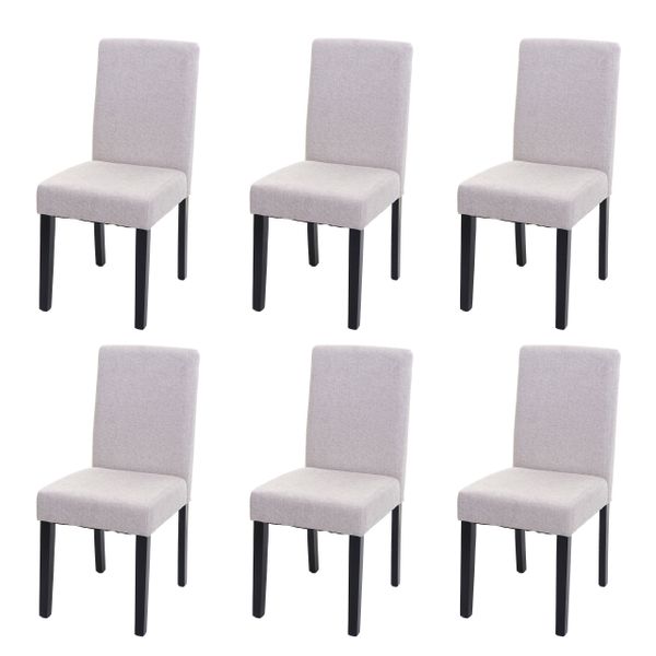 MCW Esszimmerstuhl Littau 6er-Set Textil Creme-Beige Dunkle Beine günstig online kaufen