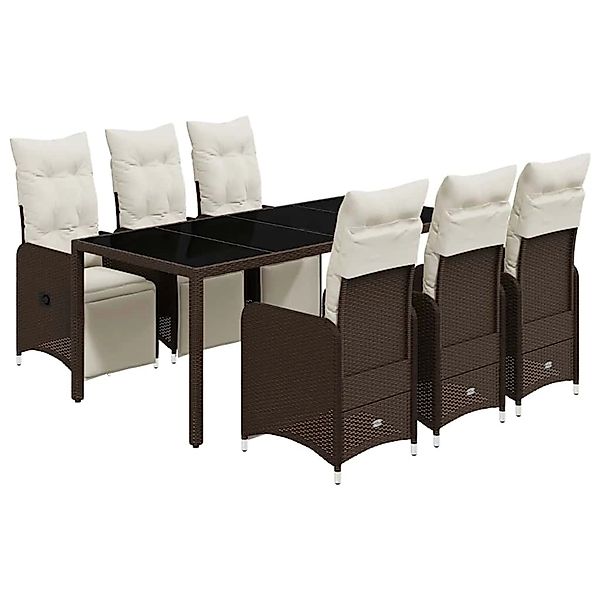 vidaXL 7-Tlg Garten-Bistro-Set mit Kissen Braun Poly Rattan 3277191 günstig online kaufen