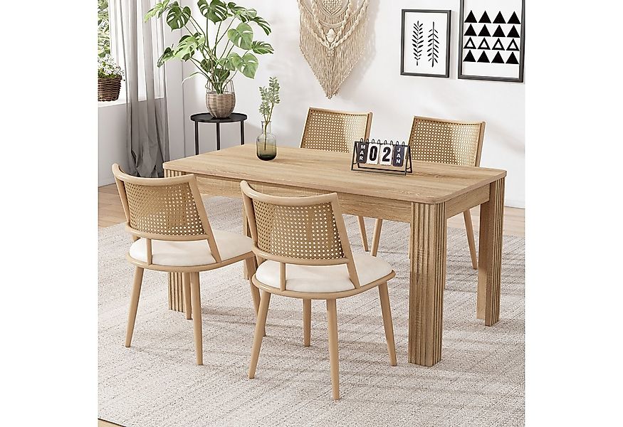 Flieks Esszimmerstuhl (Set, 4 St), 4er Set Polsterstühle mit Rattan-Rückenl günstig online kaufen
