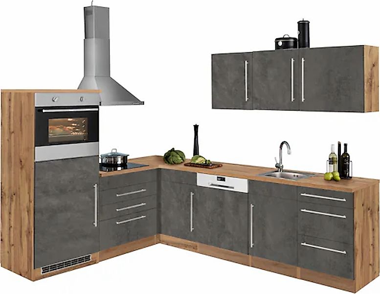 KOCHSTATION Winkelküche "KS-Samos", mit E-Geräten, Stellbreite 200/270 cm günstig online kaufen