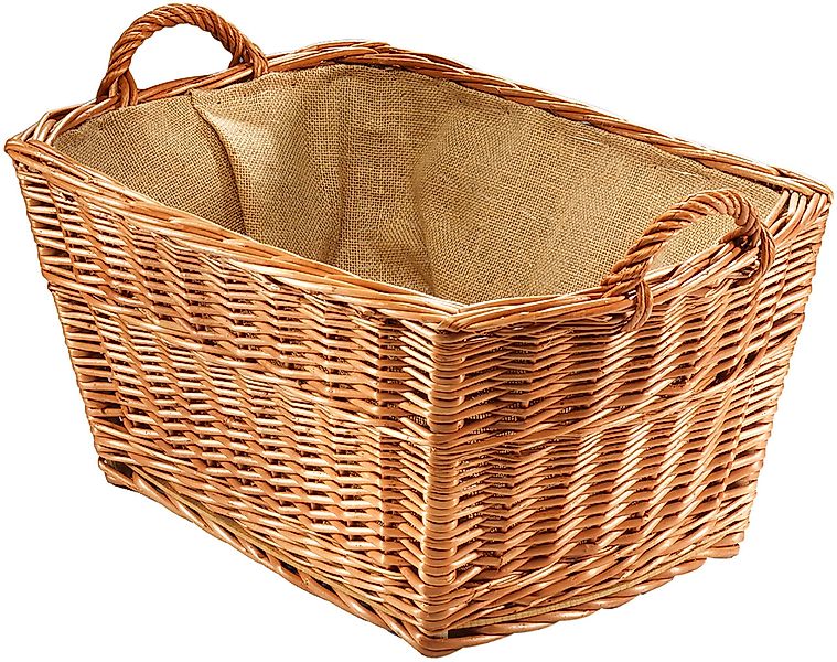 Kobolo Kaminholzkorb Holzkorb eckig gekochte Weide günstig online kaufen