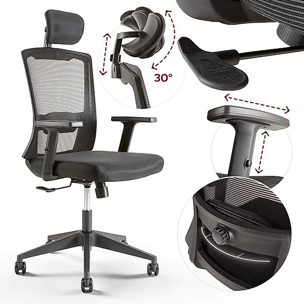 Arebos Bürostuhl Ergonomischer Schreibtischstuhl Wippmechanismus von günstig online kaufen