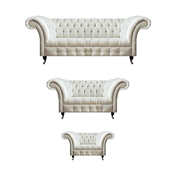 JVmoebel Sofa Weiße Chesterfield Textilsofas Wohnzimmer Sofagarnitur Design günstig online kaufen