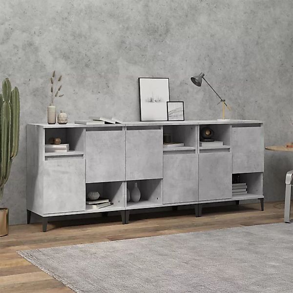 Vidaxl Sideboards 3 Stk. Betongrau 60x35x70 Cm Holzwerkstoff günstig online kaufen