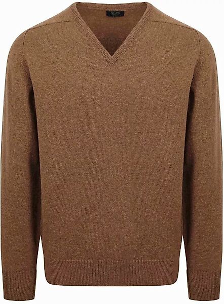 William Lockie V-Ausschnitt Pullover Lammwolle Driftwood - Größe XXL günstig online kaufen