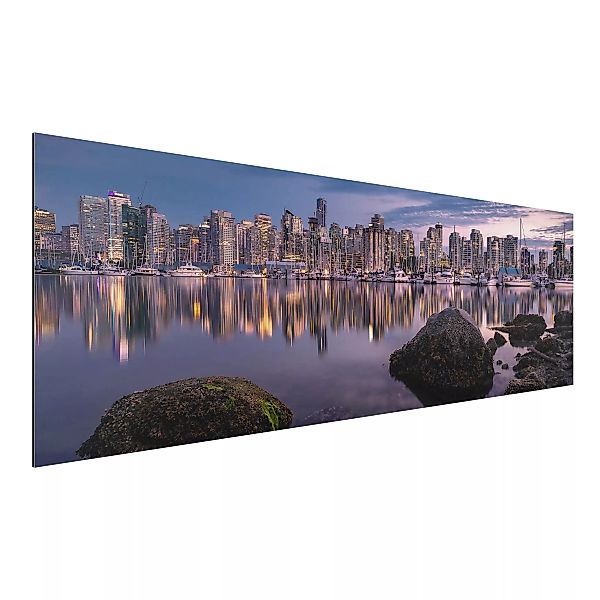 Alu-Dibond Bild Architekur & Skyline - Panorama Vancouver im Sonnenuntergan günstig online kaufen
