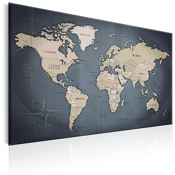 Wandbild - World Map: Shades Of Grey günstig online kaufen