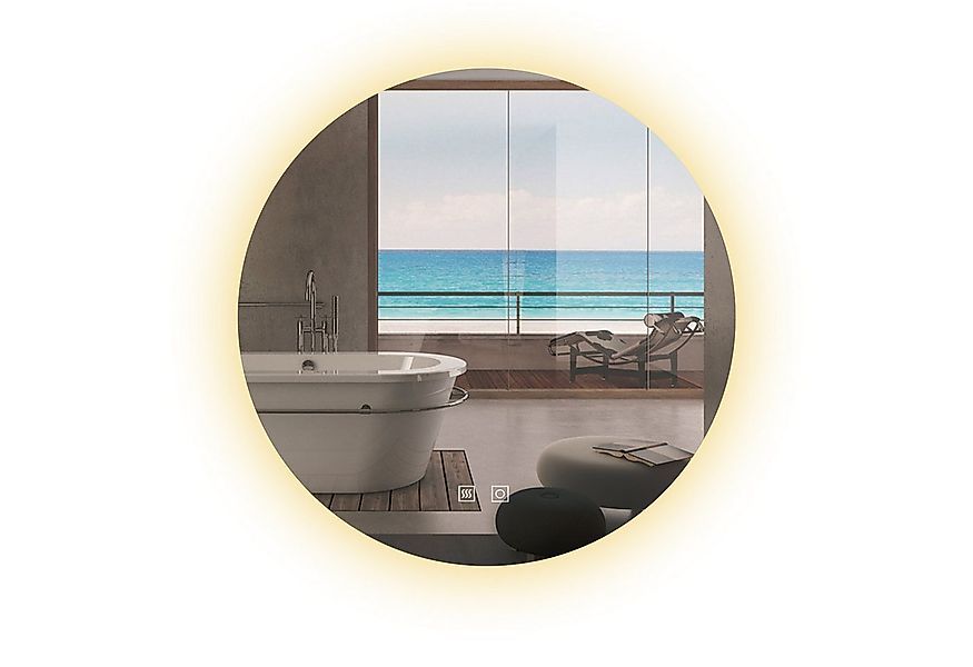 duschspa Badspiegel Rund Spiegel mit LED Beleuchtung Wandspiegel ohne Rahme günstig online kaufen