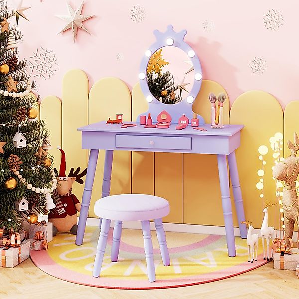 COSTWAY Schminktisch Kinderschminktisch mit Hocker, mit günstig online kaufen