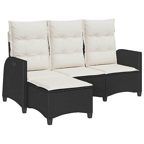 vidaXL Loungesofa Gartensofa mit Liegefunktion Kissen L-Form Schwarz Poly R günstig online kaufen