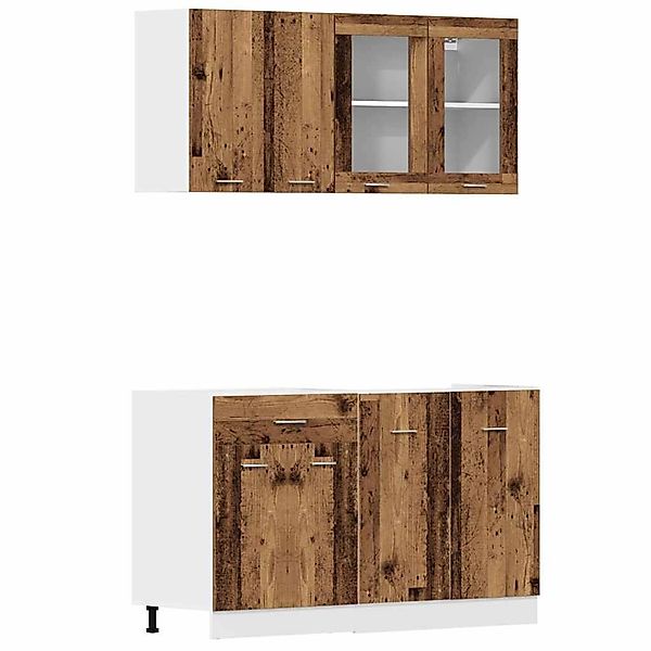 vidaXL 4-Tlg Küchenschrank-Set Lyon Altholz-Optik Holzwerkstoff 3328573 günstig online kaufen