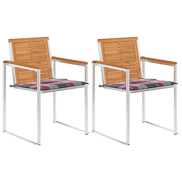 vidaXL Gartenstühle mit Kissen 2 Stk Massivholz Akazie und Stahl 3061501 günstig online kaufen