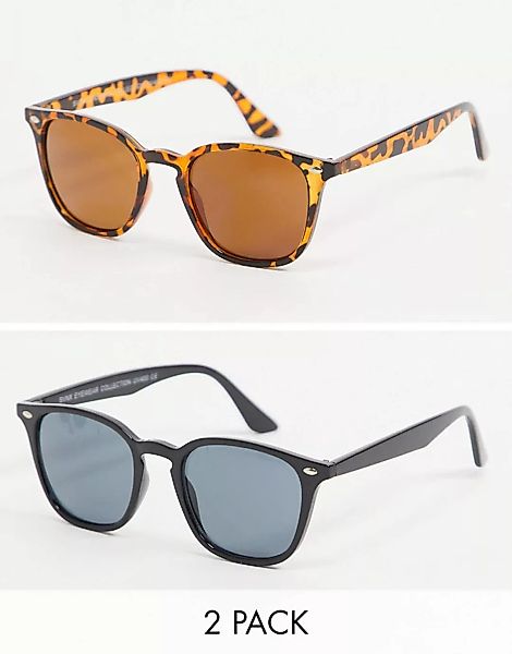 SVNX – 2er-Set Sonnenbrillen in Schwarz und brauner Schildpattoptik-Mehrfar günstig online kaufen