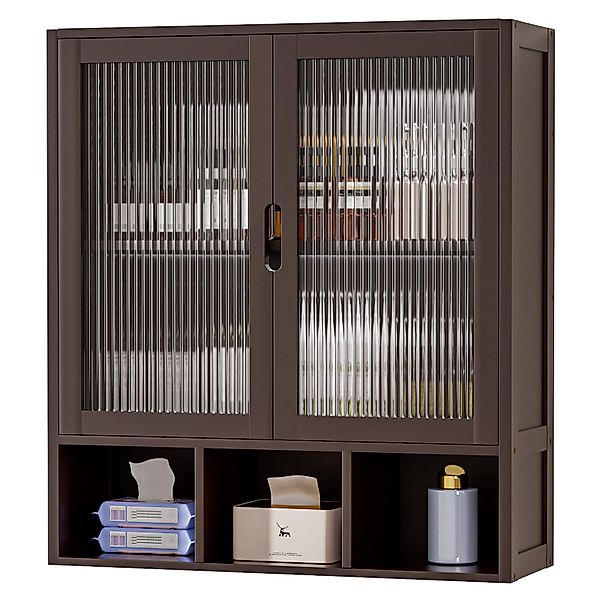 Yorbay Hängeschrank Bambus Badezimmerschrank (59x22x66 cm, günstig online kaufen