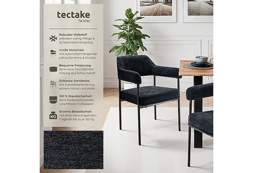 tectake Esszimmerstuhl Armlehnstuhl Doé, gepolstert, Stahlbeine (Set, 4 St) günstig online kaufen
