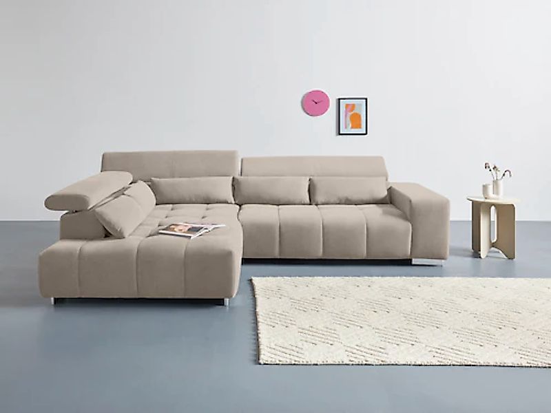 COTTA Ecksofa "Orion L-Form" mit Kopfteilverstellung & 5 Nierenkissen günstig online kaufen