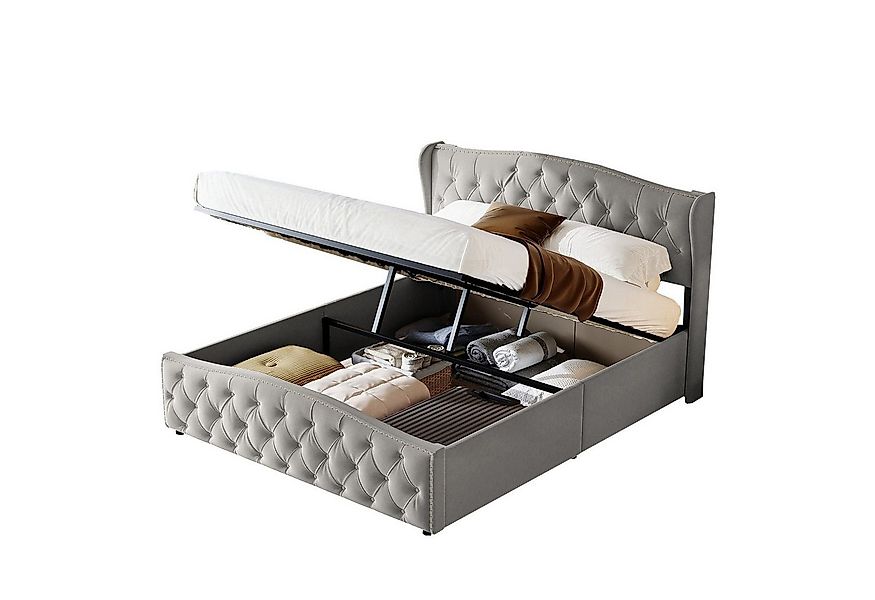 FUROKOY Polsterbett 140x200 Doppelbett mit Kopfteil,Stauraumbett, Jugendbet günstig online kaufen