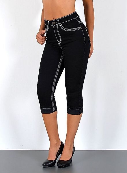 ESRA Caprijeans Damen 3/4 Capri Jeans-Hose mit Kontrast-Nähte bis Große Grö günstig online kaufen