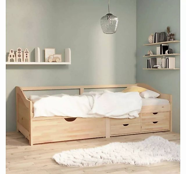 furnicato Bett Tagesbett 3-Sitzer mit Schubladen Massivholz Kiefer 90x200 c günstig online kaufen