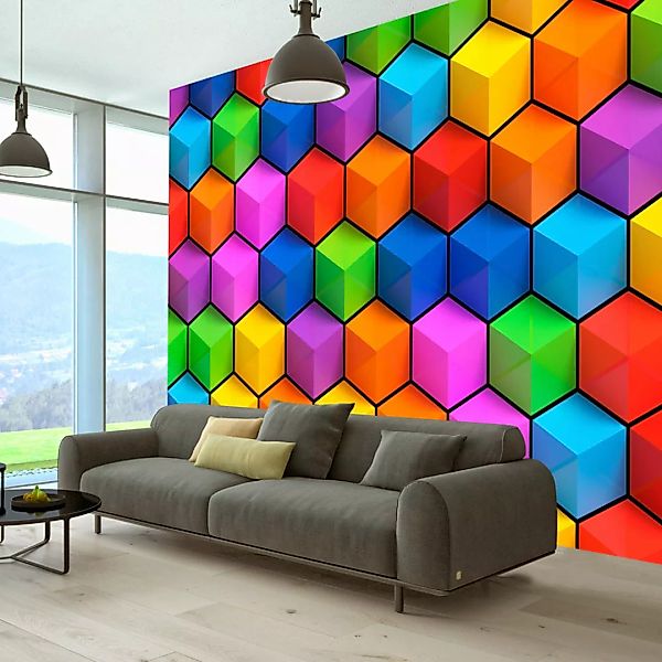 Selbstklebende Fototapete - Rainbow Geometry günstig online kaufen
