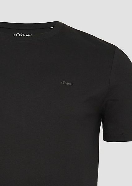 s.Oliver Kurzarmshirt Baumwoll-T-Shirt mit kleinem Logo-Print Logo günstig online kaufen