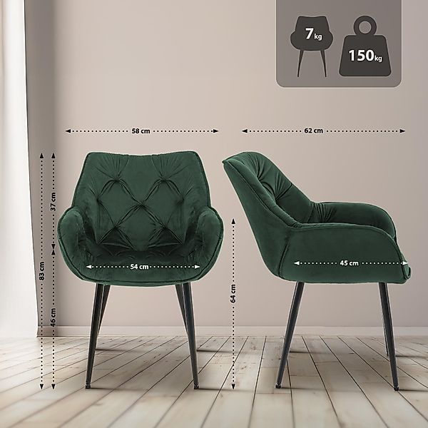 CLP Esszimmerstuhl Tanna Samt (2er Set), günstig online kaufen