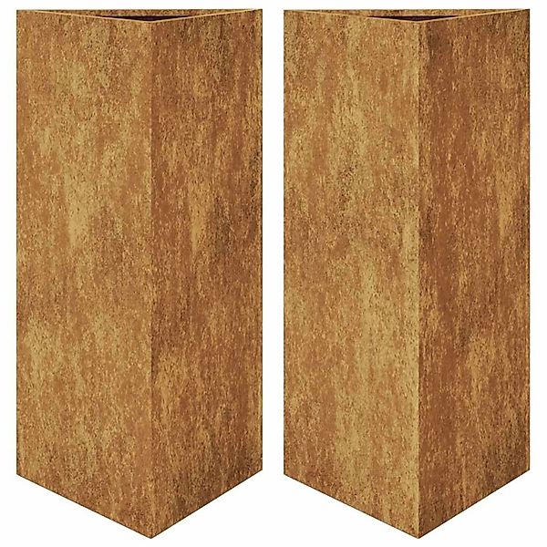 vidaXL Pflanzkübel 2 Stk Dreieckig 40x40x75 cm Wetterfester Stahl 851170 günstig online kaufen