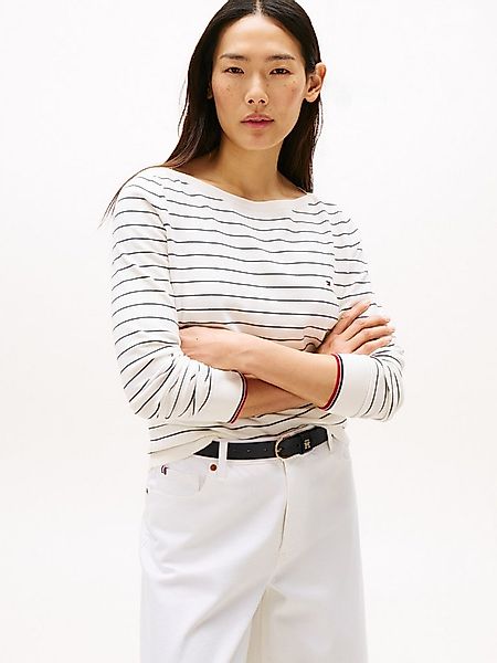 Tommy Hilfiger Strickpullover CO JERSEY STITCH BOAT-NK SWEATER mit Tommy Hi günstig online kaufen