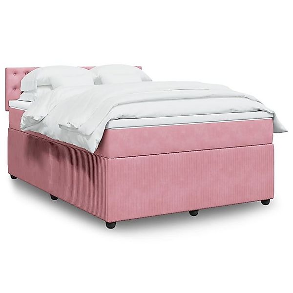 vidaXL Boxspringbett, Boxspringbett mit Matratze Rosa 140x200 cm Samt günstig online kaufen