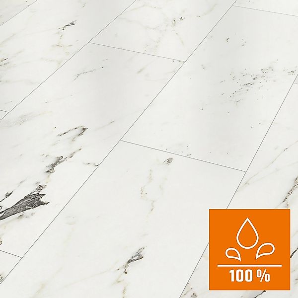 Classen Visio Grande Laminat 8 mm Wasserfest Marmor Weiß günstig online kaufen