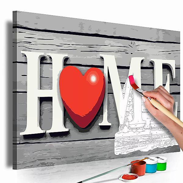 Malen Nach Zahlen - Home With Red Heart günstig online kaufen