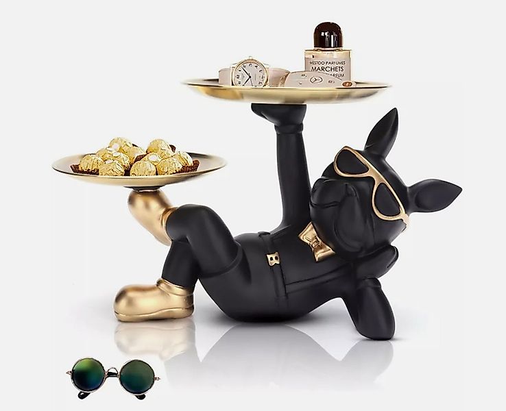 Holz Lichter Tierfigur Französische Bulldogge Figur Schlüssel Schale Schmuc günstig online kaufen