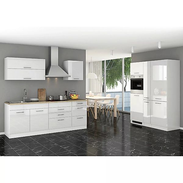 Held Möbel Küchenzeile Mailand 380 cm Grau Hochglanz-Grau Matt ohne E-Gerät günstig online kaufen