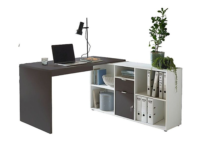 BMG Möbel Eckschreibtisch Lena (mit abschließbarer Tür, Computertisch, Wink günstig online kaufen