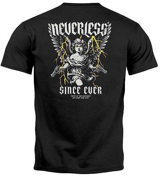 Neverless Print-Shirt Herren T-Shirt Backprint Engel Tattoo Style Schrift A günstig online kaufen