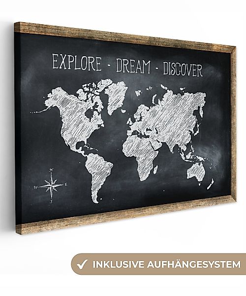 OneMillionCanvasses® Leinwandbild Weltkarte - Kreidetafel - günstig online kaufen