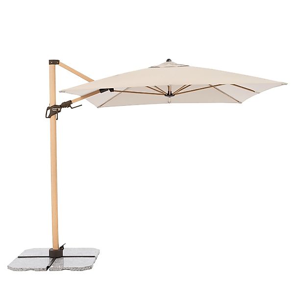 Doppler Ampelschirm Alu Wood 300 cm x  220 cm Natur mit Kurbelmechanik günstig online kaufen