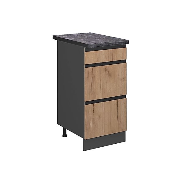 Vicco Küchenunterschrank R-Line Goldkraft Eiche/Anthrazit 40 cm mit Schubla günstig online kaufen