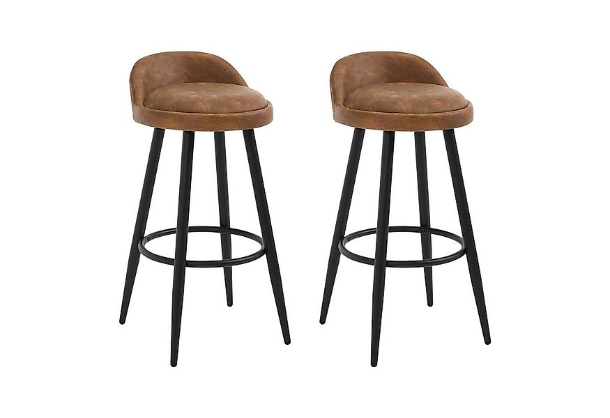 Woltu Barhocker (2 St), Barstuhl Hocker Tresenhocker aus Kunstleder braun günstig online kaufen