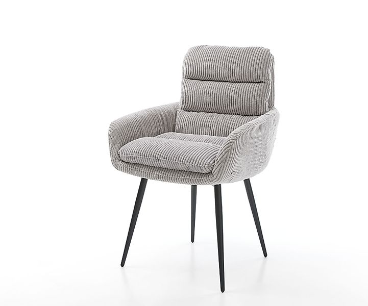 Esszimmerstuhl Abelia-Flex mit Armlehnen Cord Silbergrau 4-Fuß konisch Schw günstig online kaufen