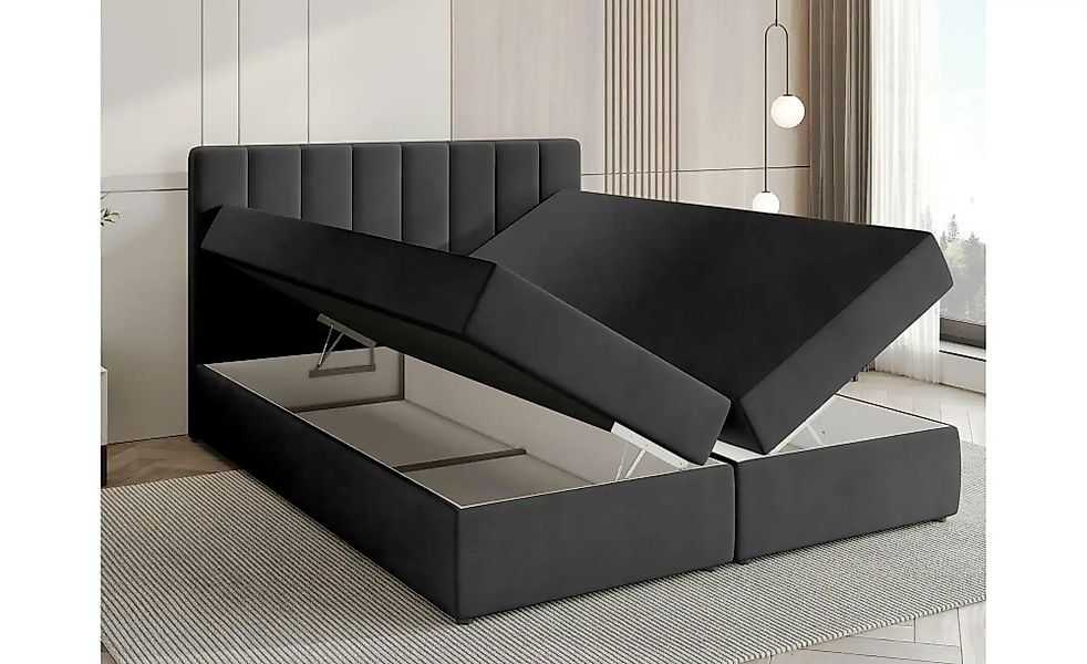 Boxbett mit Bettkasten und Topper Devora ¦ schwarz ¦ Maße (cm): B: 140 H: 1 günstig online kaufen