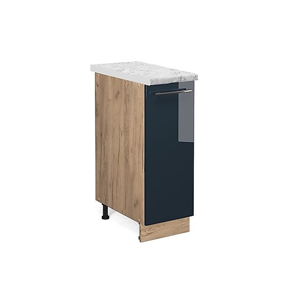 Vicco Apothekerschrank Fame-Line Dunkelblau Hochglanz/Goldkraft Eiche 30 cm günstig online kaufen