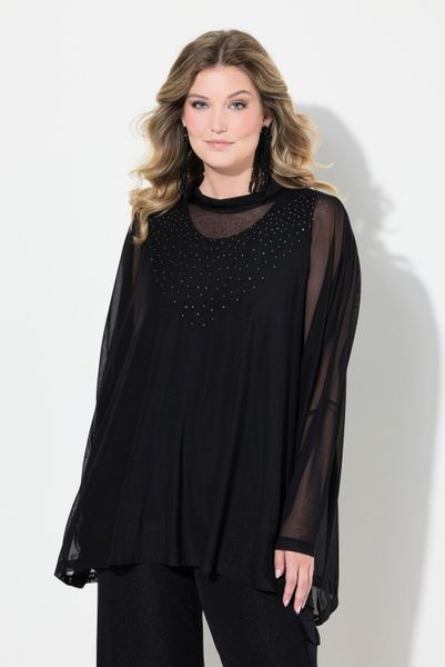 MIAMODA Druckbluse Bluse oversized Mesh Glitzersteinchen günstig online kaufen