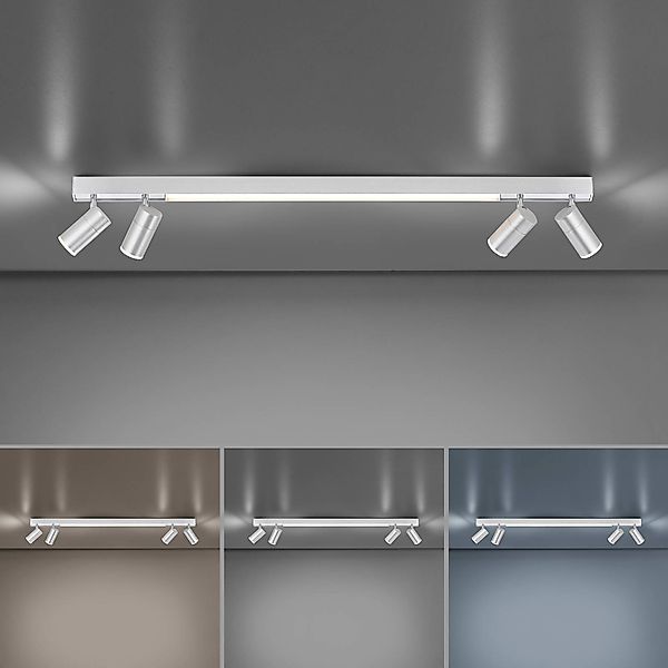 PURE LED-Deckenlampe Lines, 120 cm, silber, Fernbedienung günstig online kaufen